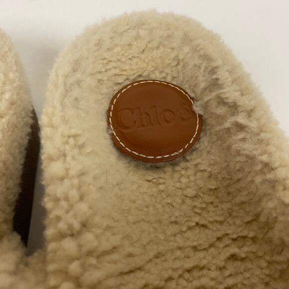 Chloe Luminous Ochre Wavy Shearling Slides Size 39 - Picture 8 of 11
